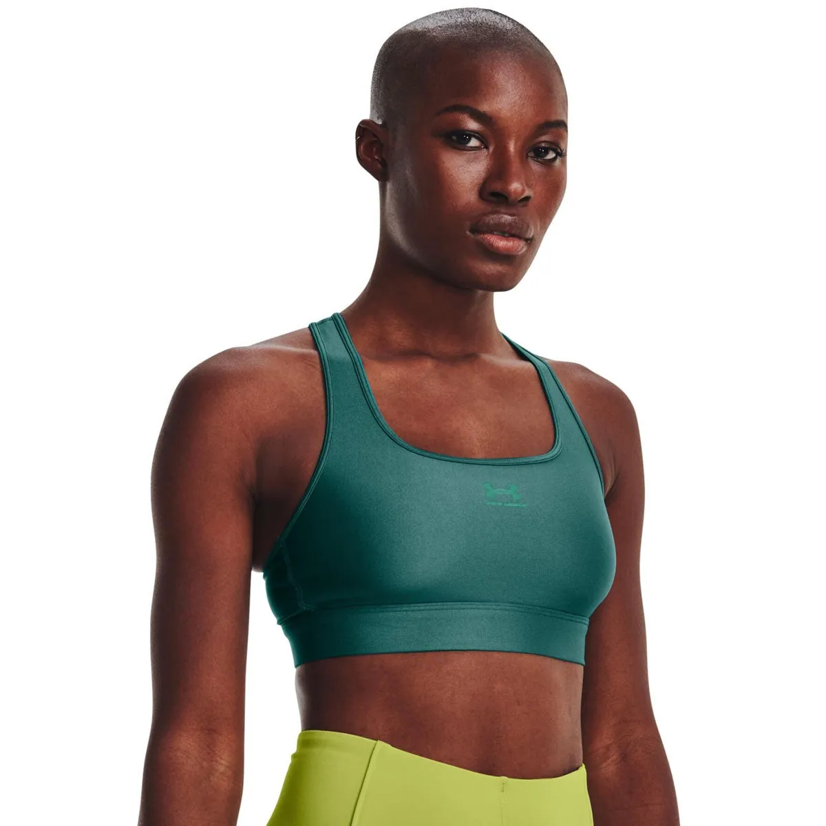 Under Armour Armour Mid Padless Sports Bra - Womens - Coastal Teal/Birdie Green