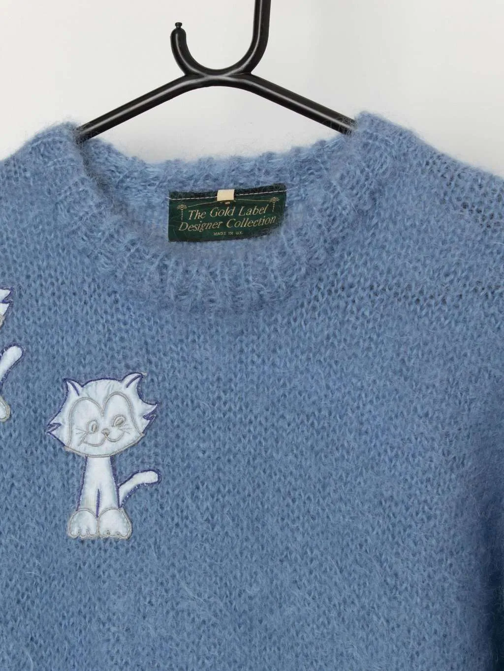 Vintage blue cat cardigan mohair jumper by The Gold Label Designer Collection – Medium