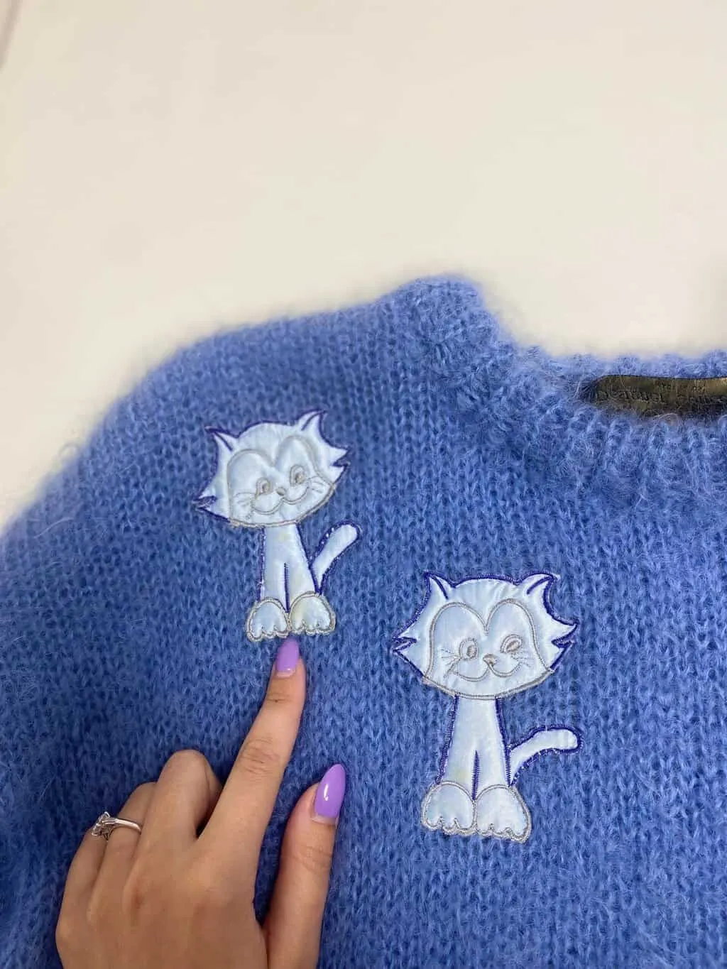 Vintage blue cat cardigan mohair jumper by The Gold Label Designer Collection – Medium