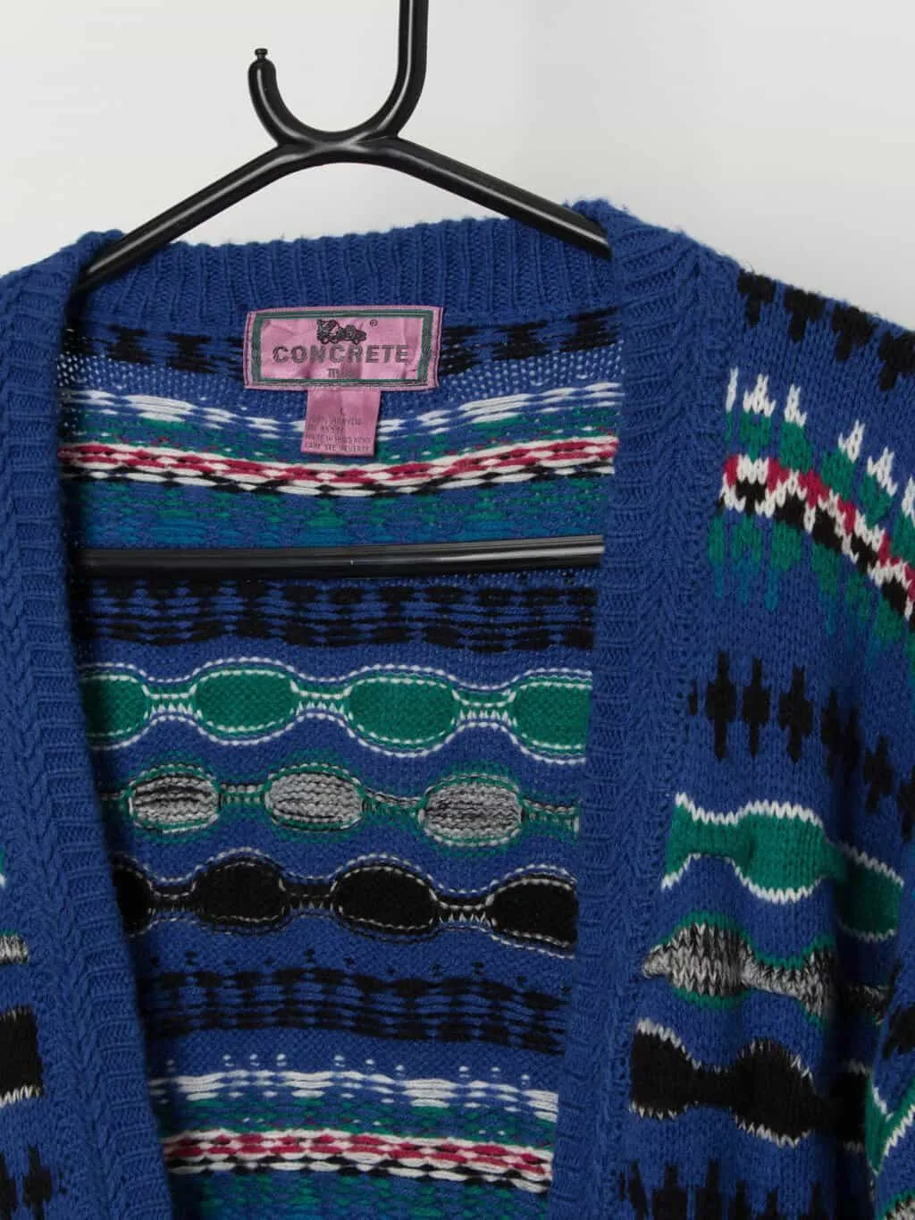 Vintage oversized men’s cardigan with 3D knit – Large