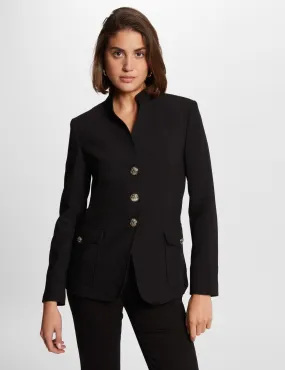 Waisted jacket high collar black women