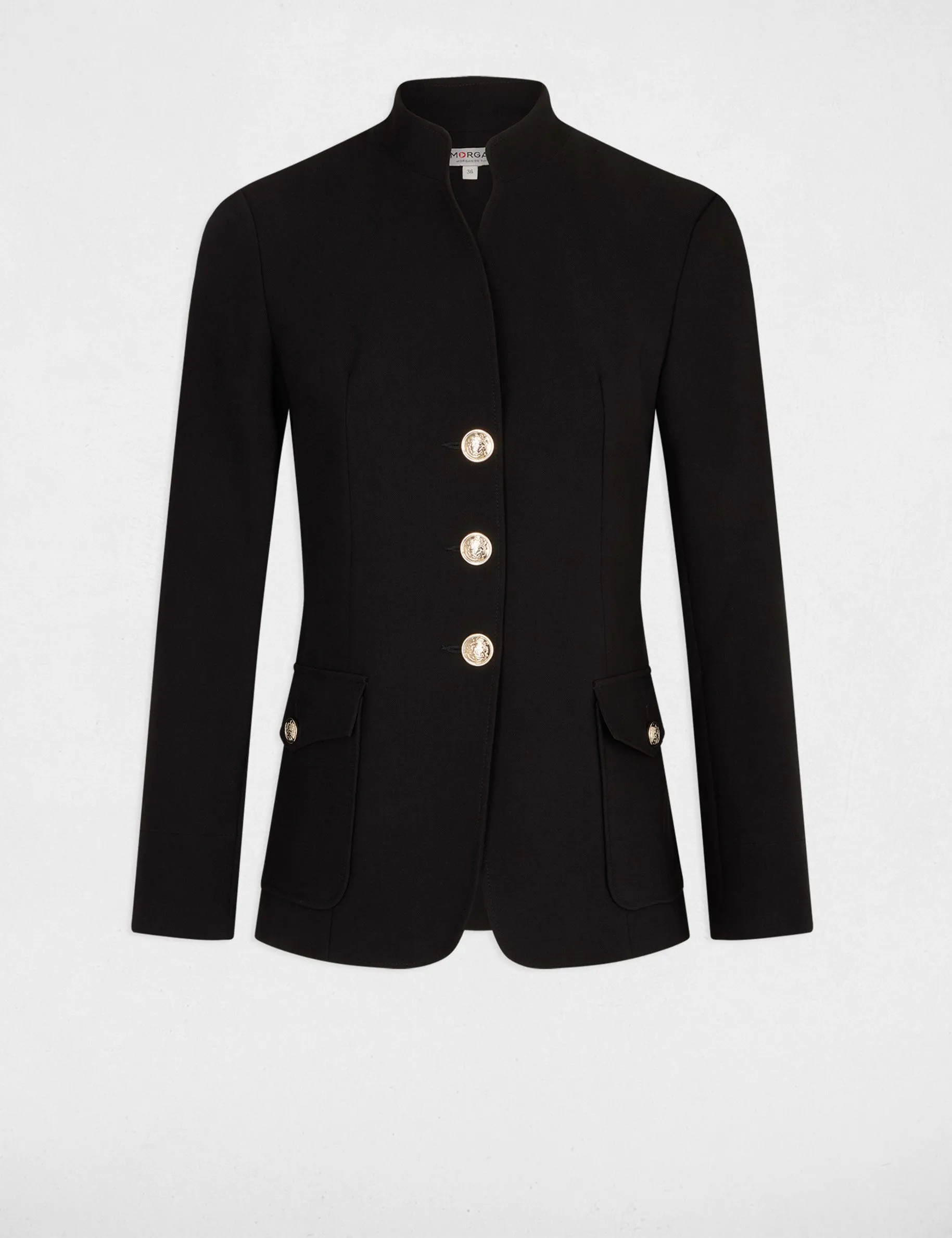 Waisted jacket high collar black women