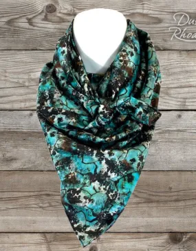 Wild Rag 36x36 Turquoise Cow Town 100% Silk