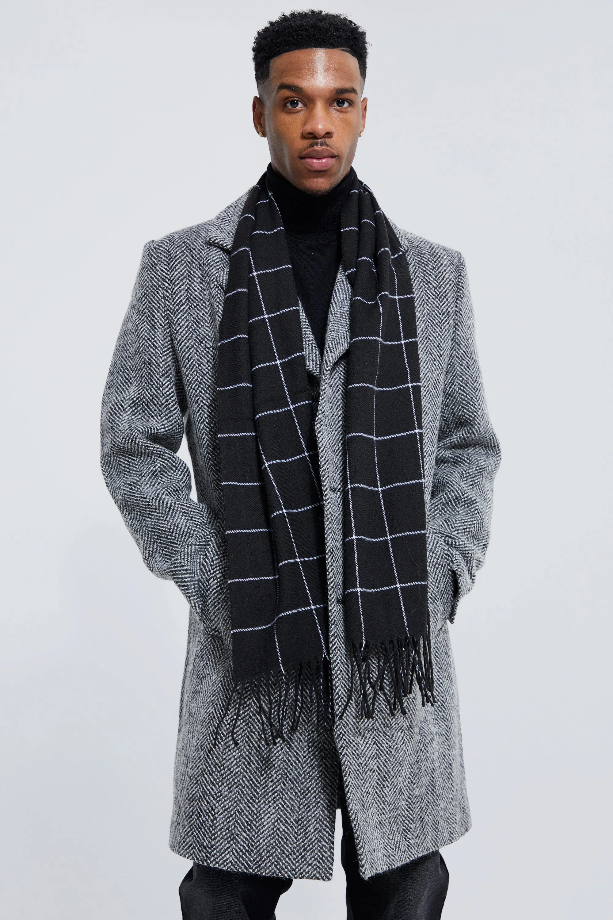 Windowpane Check Scarf