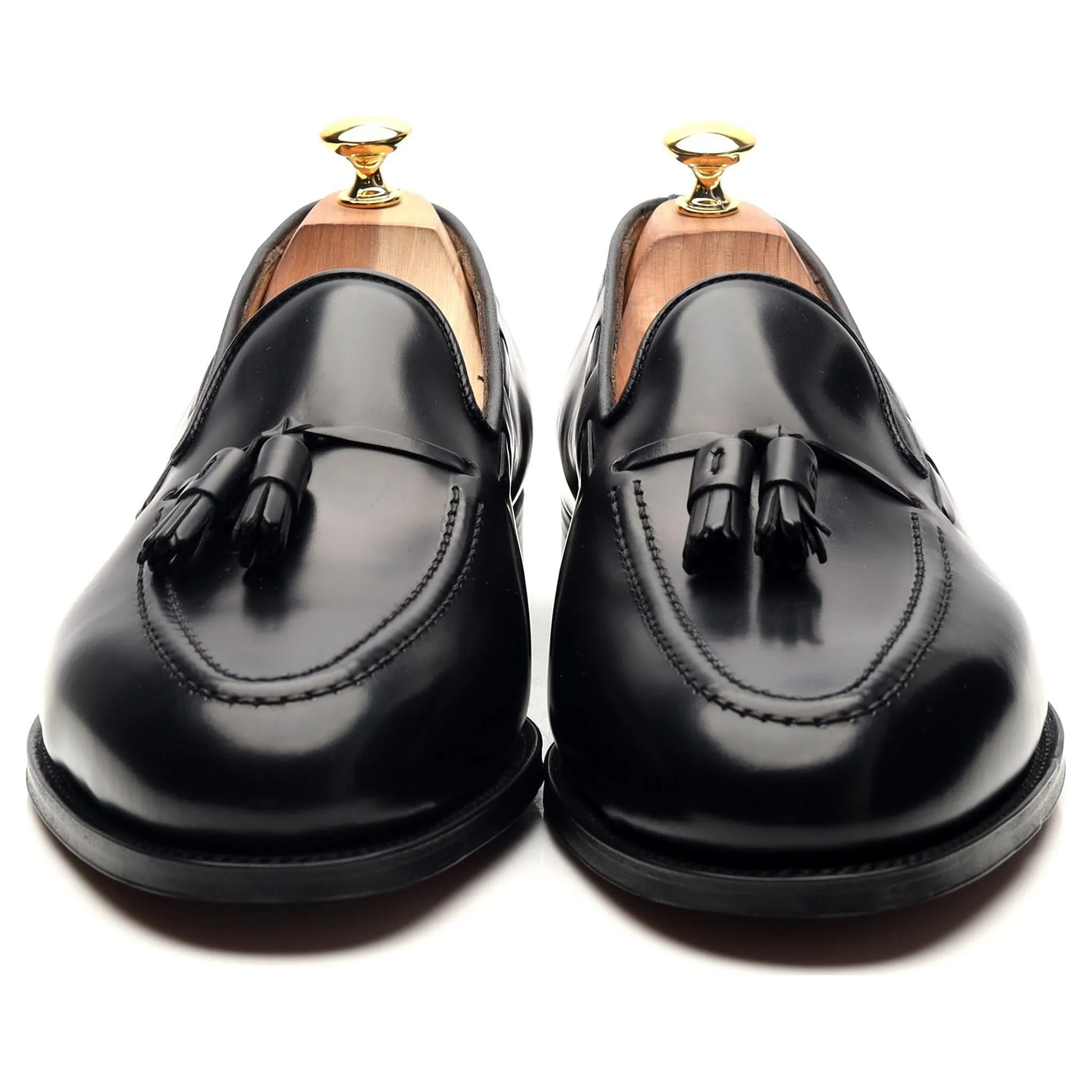 'Windsor' Black Leather Tassel Loafers UK 11 EX