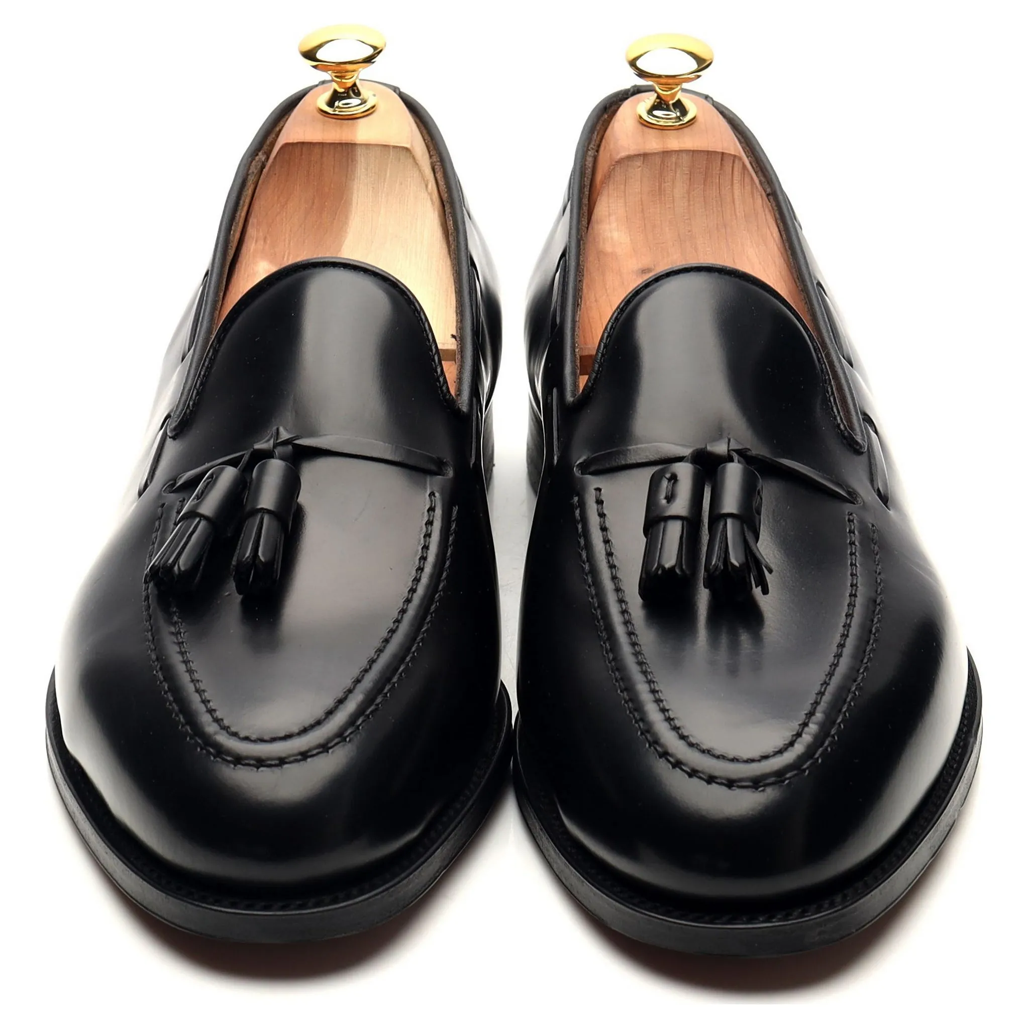 'Windsor' Black Leather Tassel Loafers UK 11 EX