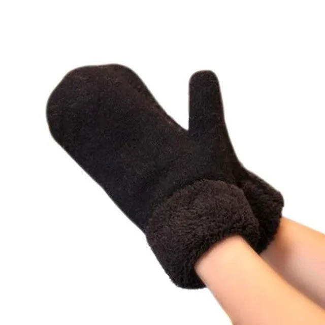 Women  Solid Mitten Thick Warm  mittens women gloves soft Cony Hair China lady gloves  EY Guanti invernali SM6