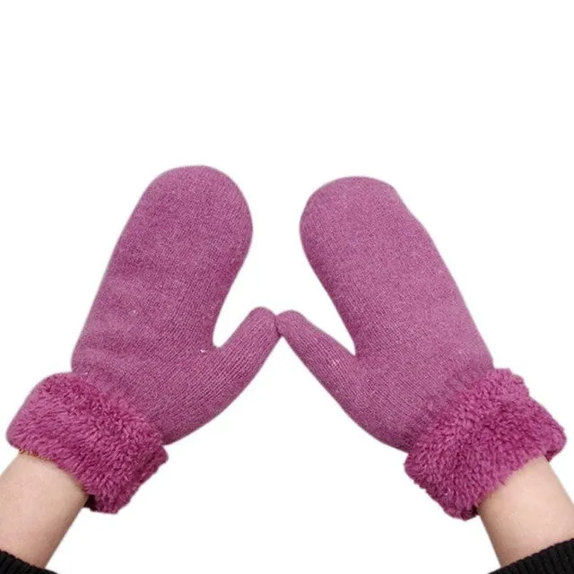 Women  Solid Mitten Thick Warm  mittens women gloves soft Cony Hair China lady gloves  EY Guanti invernali SM6