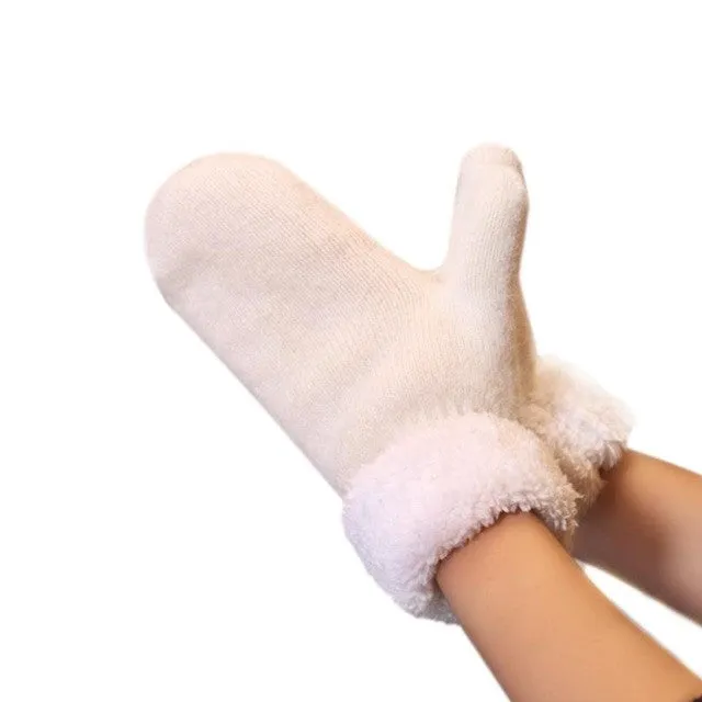 Women  Solid Mitten Thick Warm  mittens women gloves soft Cony Hair China lady gloves  EY Guanti invernali SM6