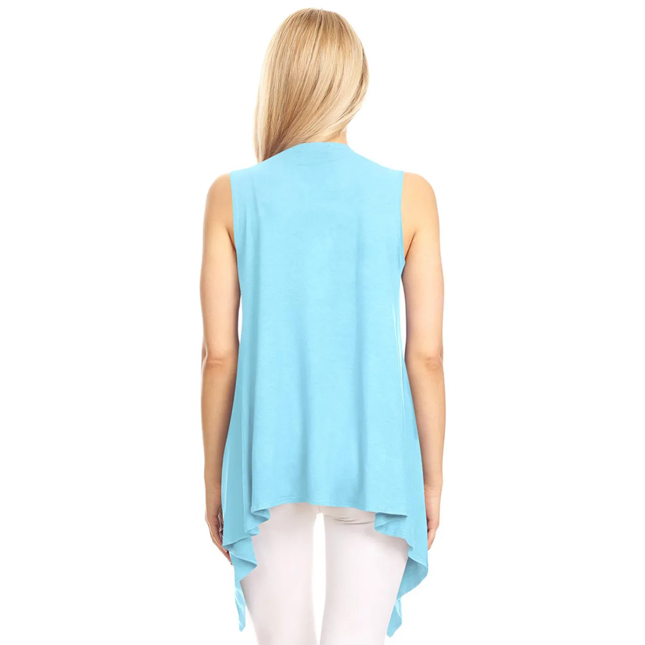 Women's Lightweight Sleeveless Solid Open-Front Drape Vest Cardigan