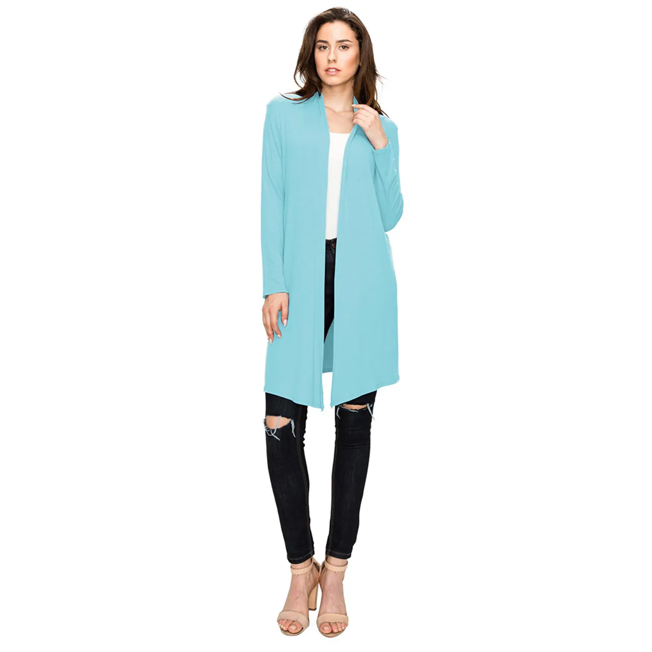 Women's Long Sleeve Open Front Long Cardigan