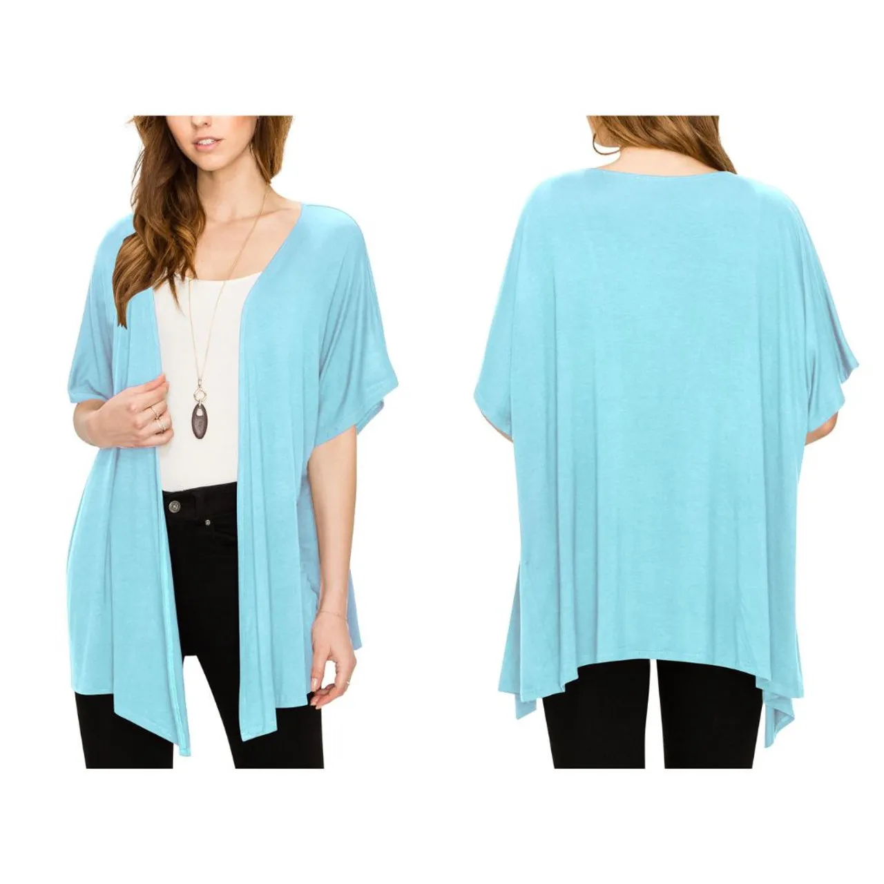 Women's Short Sleeve Open-Front Loose Kimono-Style Cardigan