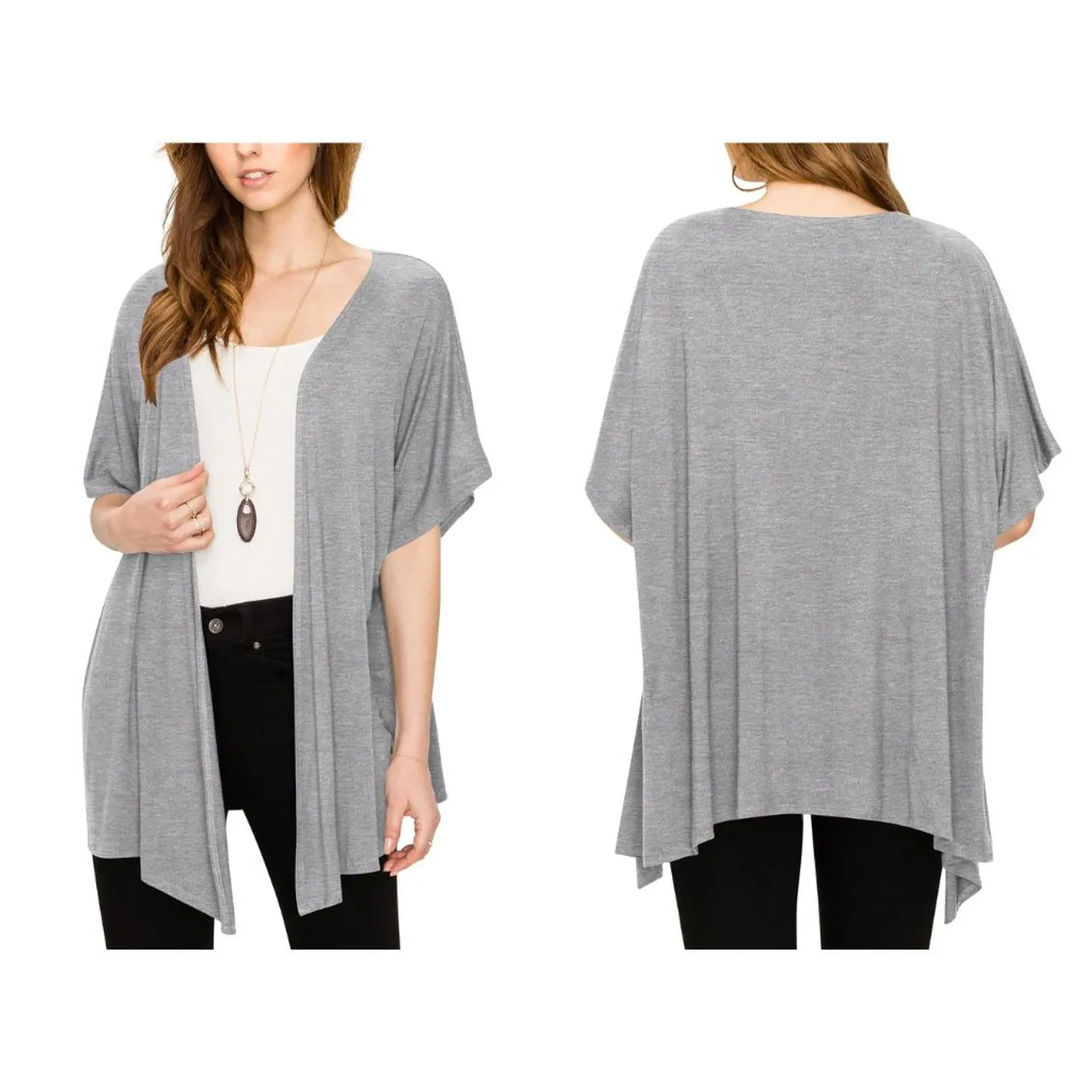 Women's Short Sleeve Open-Front Loose Kimono-Style Cardigan