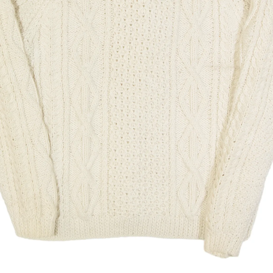 Womens Aran Cardigan Cream Cable Knit Wool M