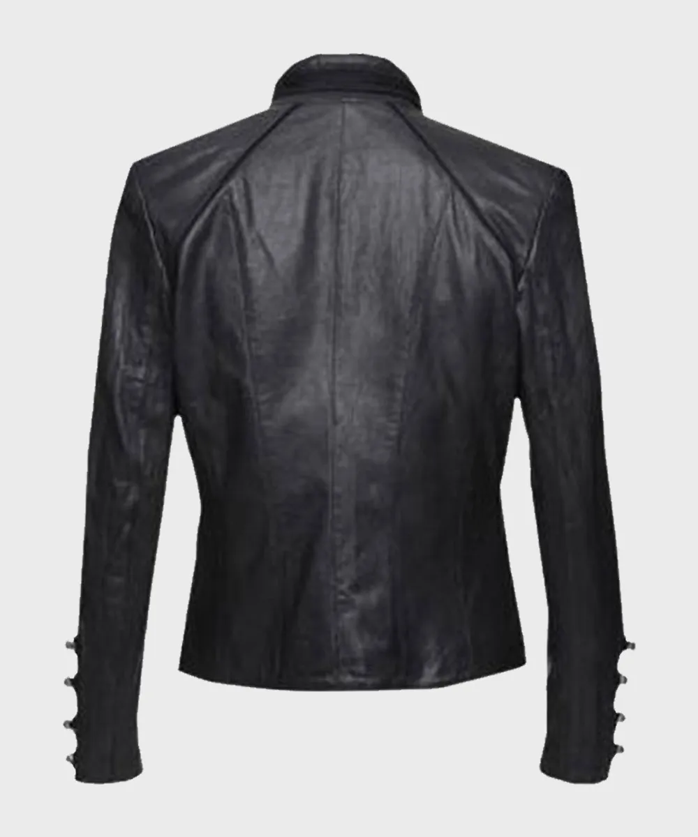 Womens Black Military Leather Jacket | Black Leather Jacket