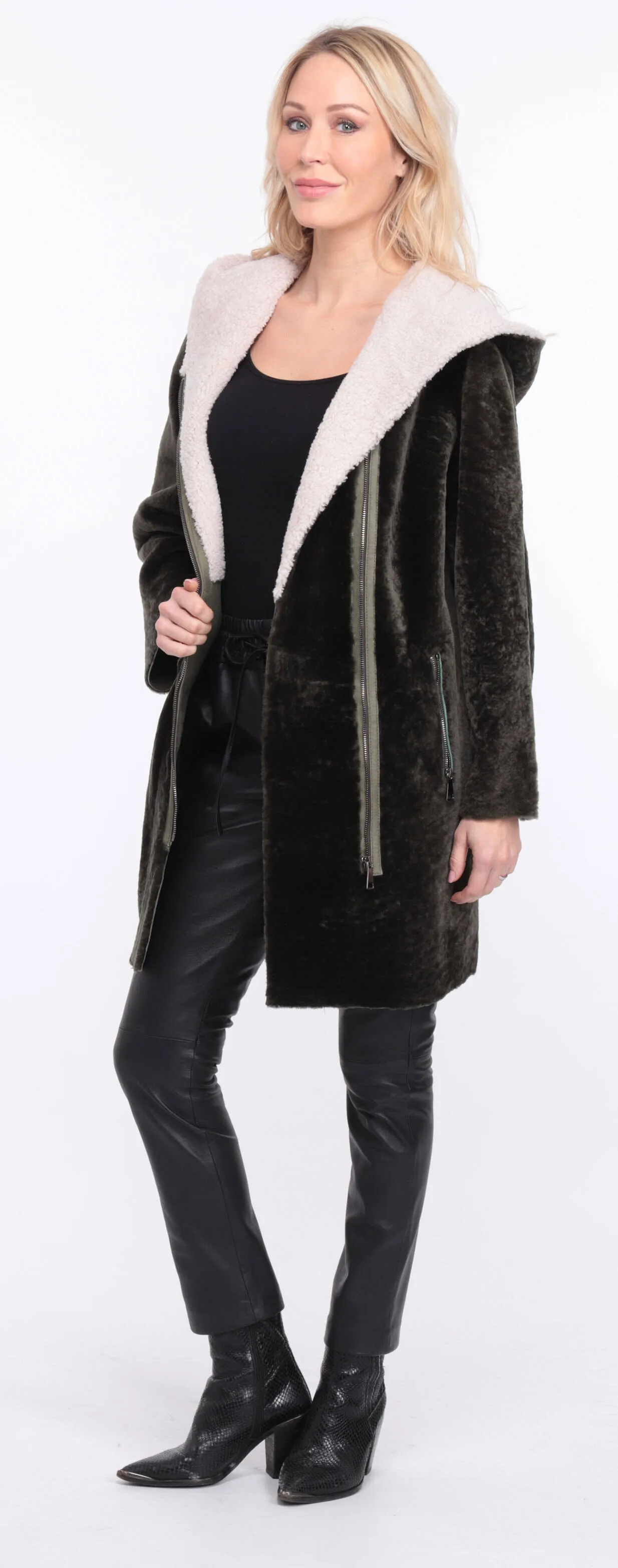 Women's khaki valere sheepskin coat