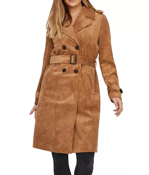 Women’s Tobacco Corduroy Brown Trench Coat | TLC