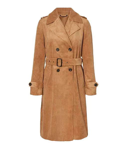 Women’s Tobacco Corduroy Brown Trench Coat | TLC